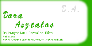 dora asztalos business card